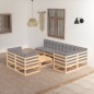 vidaXL Muebles de jardín 8 pzas y cojines madera maciza pino vidaXL Muebles de jardín 8 pzas y cojines madera maciza pino