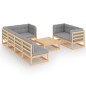vidaXL Muebles de jardín 8 pzas y cojines madera maciza pino vidaXL Muebles de jardín 8 pzas y cojines madera maciza pino