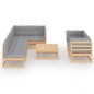 vidaXL Muebles de jardín 8 pzas y cojines madera maciza pino vidaXL Muebles de jardín 8 pzas y cojines madera maciza pino
