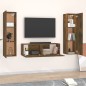 vidaXL Set de muebles de TV 3 pzas madera contrachapada roble ahumado vidaXL Set de muebles de TV 3 pzas madera contrachapada roble ahumado