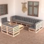 vidaXL Juego de muebles de jardín 10 pzas y cojines madera maciza pino