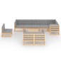 vidaXL Juego de muebles de jardín 10 pzas y cojines madera maciza pino
