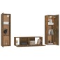 vidaXL Set de muebles de TV 3 pzas madera contrachapada roble ahumado vidaXL Set de muebles de TV 3 pzas madera contrachapada roble ahumado