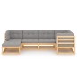 vidaXL Juego de muebles de jardín 6 pzas y cojines madera maciza pino