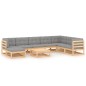 vidaXL Juego de muebles de jardín 9 pzas y cojines madera maciza pino vidaXL Juego de muebles de jardín 9 pzas y cojines madera maciza pino