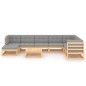 vidaXL Juego de muebles de jardín 9 pzas y cojines madera maciza pino vidaXL Juego de muebles de jardín 9 pzas y cojines madera maciza pino
