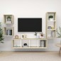 vidaXL Muebles de salón 4 pzas madera ingeniería blanco y roble Sonoma vidaXL Muebles de salón 4 pzas madera ingeniería blanco y roble Sonoma