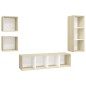 vidaXL Muebles de salón 4 pzas madera ingeniería blanco y roble Sonoma vidaXL Muebles de salón 4 pzas madera ingeniería blanco y roble Sonoma