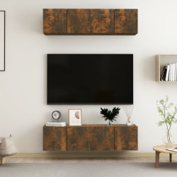 vidaXL Muebles TV pared 4 uds madera ingeniería roble humo 60x30x30cm