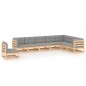vidaXL Muebles de jardín 8 pzas y cojines madera maciza pino vidaXL Muebles de jardín 8 pzas y cojines madera maciza pino
