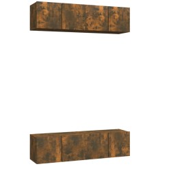 vidaXL Muebles TV pared 4 uds madera ingeniería roble humo 60x30x30cm
