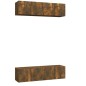 vidaXL Muebles TV pared 4 uds madera ingeniería roble humo 60x30x30cm