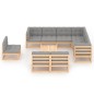 vidaXL Juego de muebles de jardín 10 pzas y cojines madera maciza pino