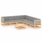 vidaXL Muebles de jardín 8 pzas y cojines madera maciza pino
