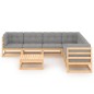 vidaXL Muebles de jardín 8 pzas y cojines madera maciza pino