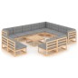 vidaXL Juego de muebles de jardín 13 pzas y cojines madera maciza pino vidaXL Juego de muebles de jardín 13 pzas y cojines madera maciza pino
