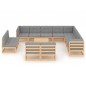 vidaXL Juego de muebles de jardín 13 pzas y cojines madera maciza pino vidaXL Juego de muebles de jardín 13 pzas y cojines madera maciza pino