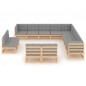 vidaXL Juego de muebles de jardín 13 pzas y cojines madera maciza pino vidaXL Juego de muebles de jardín 13 pzas y cojines madera maciza pino