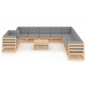 vidaXL Juego de muebles de jardín 12 pzas y cojines madera maciza pino