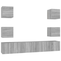 vidaXL Set de muebles para TV 7 pzas madera contrachapada gris Sonoma
