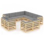 vidaXL Juego de muebles de jardín 11 pzas y cojines madera maciza pino vidaXL Juego de muebles de jardín 11 pzas y cojines madera maciza pino