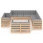 vidaXL Juego de muebles de jardín 11 pzas y cojines madera maciza pino vidaXL Juego de muebles de jardín 11 pzas y cojines madera maciza pino