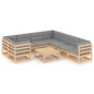 vidaXL Juego de muebles de jardín 9 pzas y cojines madera maciza pino