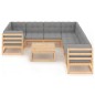 vidaXL Juego de muebles de jardín 9 pzas y cojines madera maciza pino