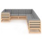 vidaXL Juego de muebles de jardín 9 pzas y cojines madera maciza pino vidaXL Juego de muebles de jardín 9 pzas y cojines madera maciza pino