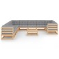 vidaXL Juego de muebles de jardín 12 pzas y cojines madera maciza pino vidaXL Juego de muebles de jardín 12 pzas y cojines madera maciza pino