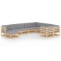 vidaXL Juego de muebles de jardín 10 pzas y cojines madera maciza pino vidaXL Juego de muebles de jardín 10 pzas y cojines madera maciza pino