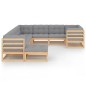 vidaXL Juego de muebles de jardín 10 pzas y cojines madera maciza pino vidaXL Juego de muebles de jardín 10 pzas y cojines madera maciza pino