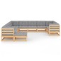 vidaXL Juego de muebles de jardín 12 pzas y cojines madera maciza pino vidaXL Juego de muebles de jardín 12 pzas y cojines madera maciza pino