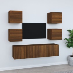 vidaXL Set de muebles para TV 6 pzas madera contrachapada roble marrón