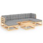 vidaXL Juego de muebles de jardín 7 pzas y cojines madera maciza pino vidaXL Juego de muebles de jardín 7 pzas y cojines madera maciza pino