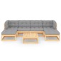vidaXL Juego de muebles de jardín 7 pzas y cojines madera maciza pino vidaXL Juego de muebles de jardín 7 pzas y cojines madera maciza pino
