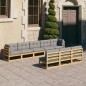 vidaXL Muebles de jardín 8 pzas y cojines madera maciza pino vidaXL Muebles de jardín 8 pzas y cojines madera maciza pino