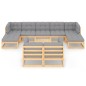 vidaXL Juego de muebles de jardín 10 pzas y cojines madera maciza pino vidaXL Juego de muebles de jardín 10 pzas y cojines madera maciza pino