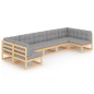 vidaXL Juego de muebles de jardín 7 pzas y cojines madera maciza pino vidaXL Juego de muebles de jardín 7 pzas y cojines madera maciza pino
