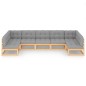 vidaXL Juego de muebles de jardín 7 pzas y cojines madera maciza pino vidaXL Juego de muebles de jardín 7 pzas y cojines madera maciza pino
