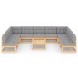 vidaXL Juego de muebles de jardín 10 pzas y cojines madera maciza pino vidaXL Juego de muebles de jardín 10 pzas y cojines madera maciza pino