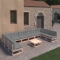 vidaXL Juego de muebles de jardín 11 pzas y cojines madera maciza pino vidaXL Juego de muebles de jardín 11 pzas y cojines madera maciza pino