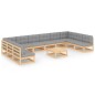 vidaXL Juego de muebles de jardín 11 pzas y cojines madera maciza pino vidaXL Juego de muebles de jardín 11 pzas y cojines madera maciza pino