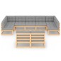 vidaXL Juego de muebles de jardín 9 pzas y cojines madera maciza pino