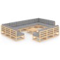 vidaXL Juego de muebles de jardín 14 pzas y cojines madera maciza pino vidaXL Juego de muebles de jardín 14 pzas y cojines madera maciza pino
