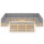 vidaXL Juego de muebles de jardín 14 pzas y cojines madera maciza pino vidaXL Juego de muebles de jardín 14 pzas y cojines madera maciza pino