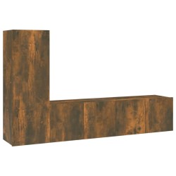 vidaXL Set de muebles de TV 3 pzas madera contrachapada roble ahumado