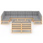 vidaXL Juego de muebles de jardín 9 pzas y cojines madera maciza pino