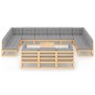 vidaXL Juego de muebles de jardín 14 pzas y cojines madera maciza pino