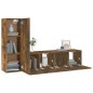 vidaXL Set de muebles de TV 3 pzas madera contrachapada roble ahumado vidaXL Set de muebles de TV 3 pzas madera contrachapada roble ahumado